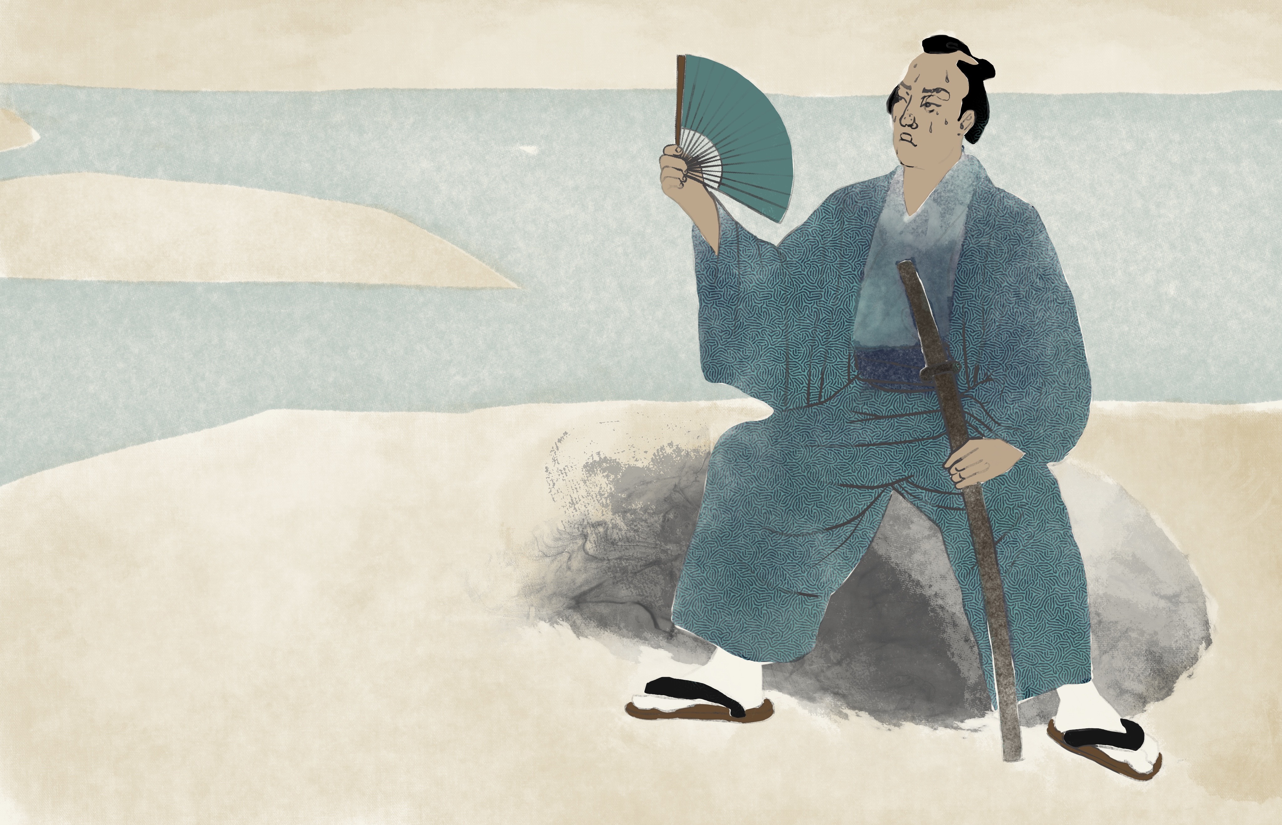 The Samurai with fan